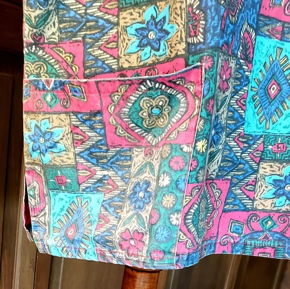 SCRUB TOP - Men's XL - Tiki Hawaiian Batik - EUC - Picture 6 of 7